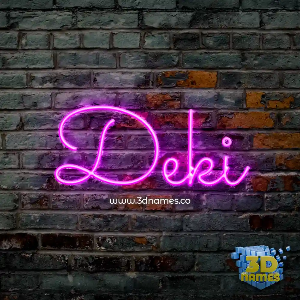 deki in Pink Neon style - 3D name wallpaper
