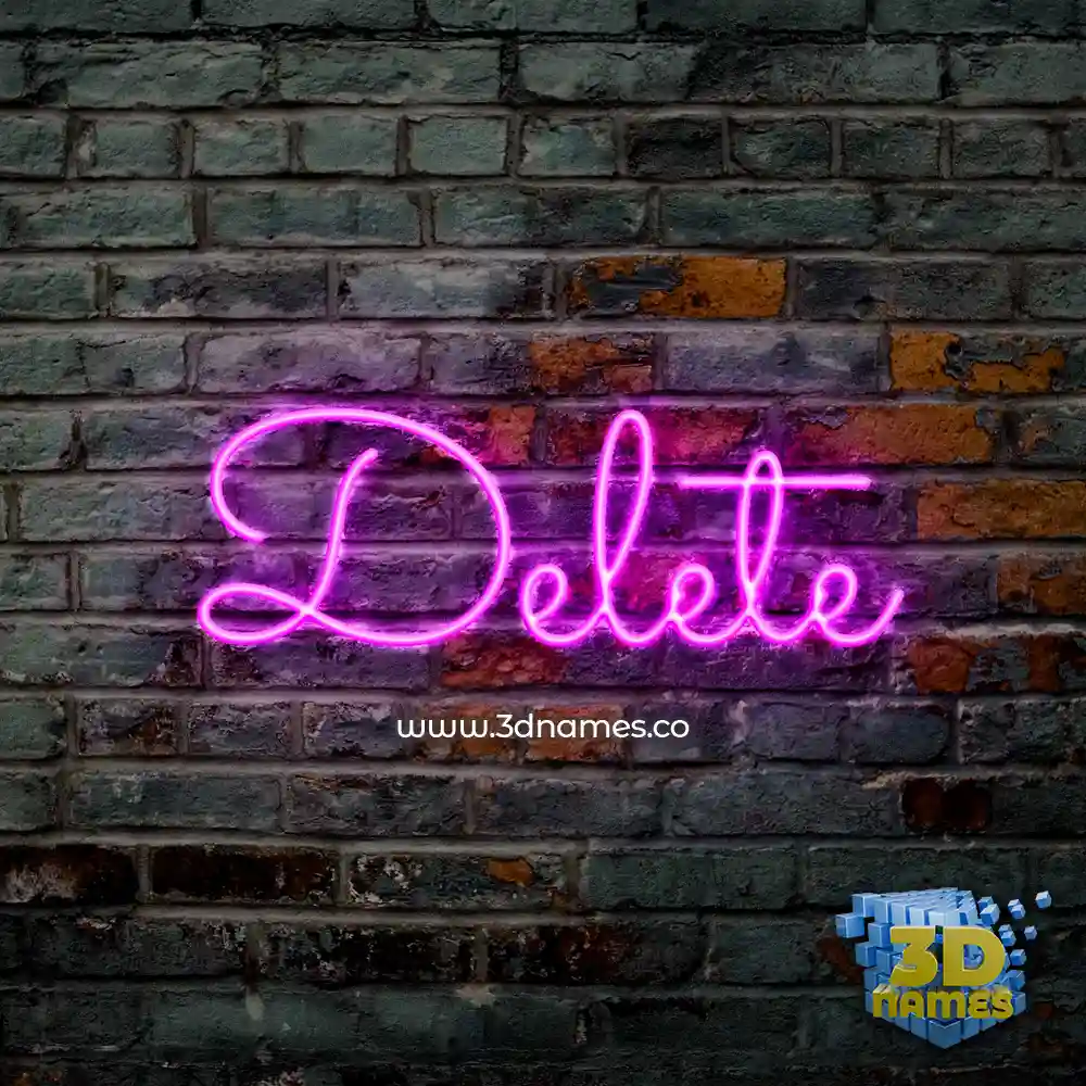 delete in Pink Neon style - 3D name wallpaper