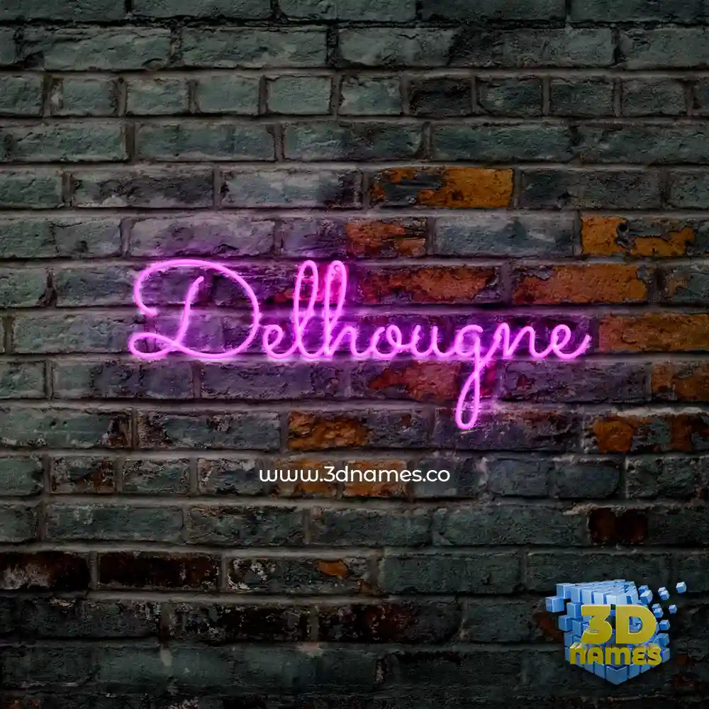 delhougne in Pink Neon style - 3D name wallpaper