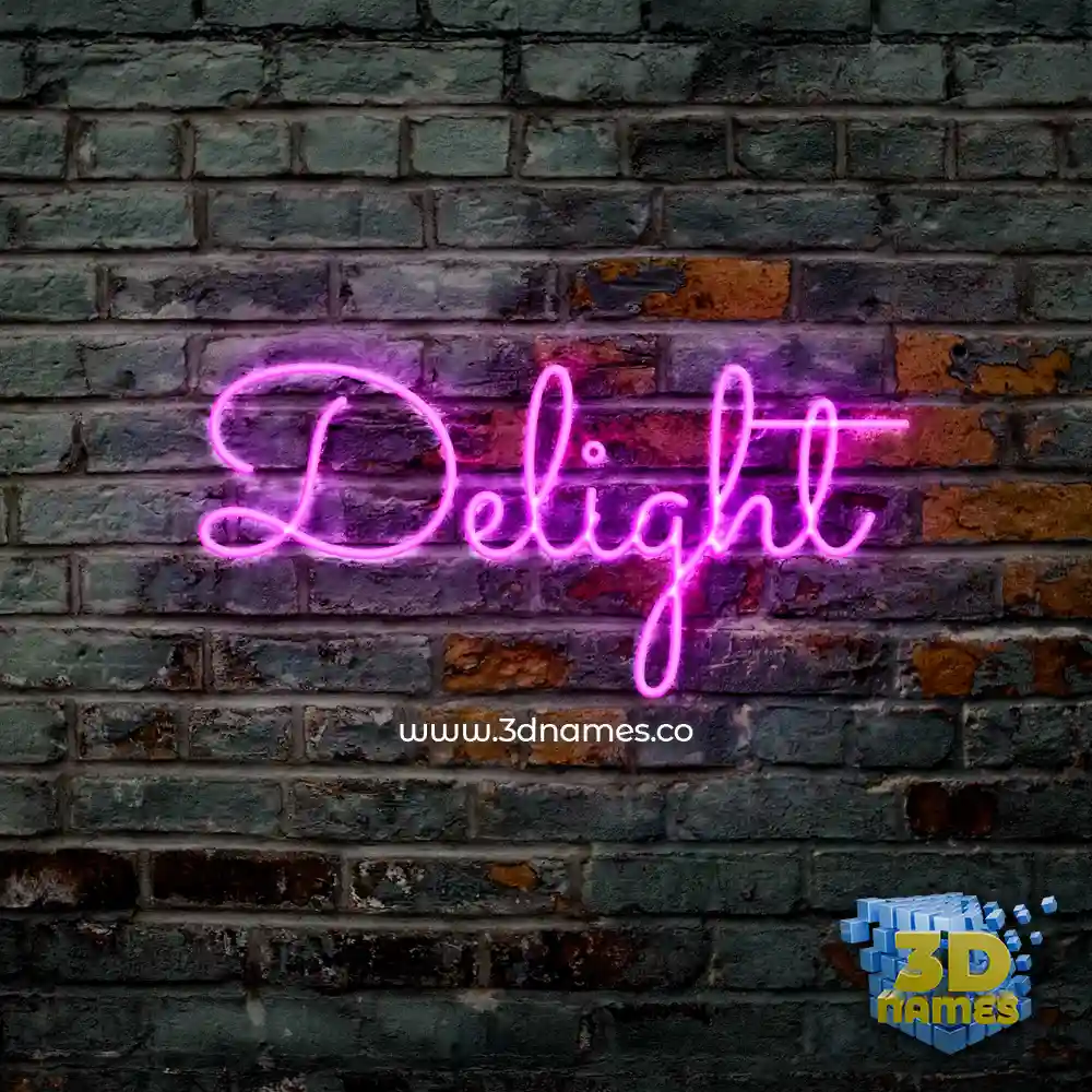 delight in Pink Neon style - 3D name wallpaper