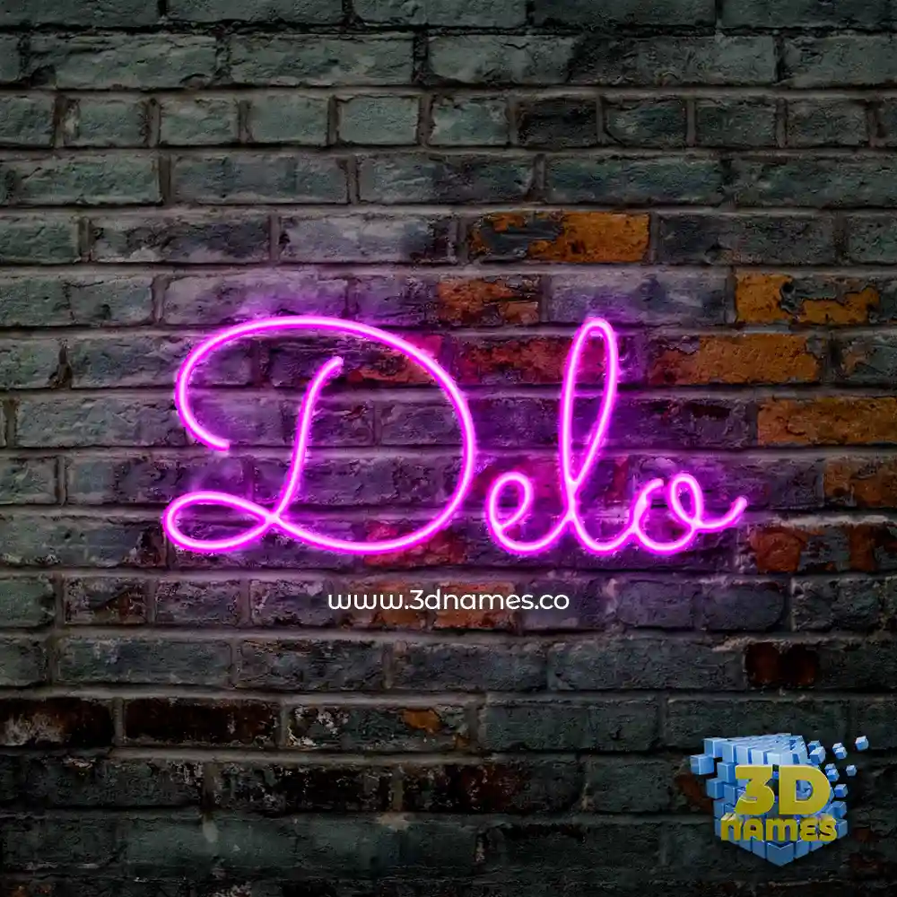 delo in Pink Neon style - 3D name wallpaper