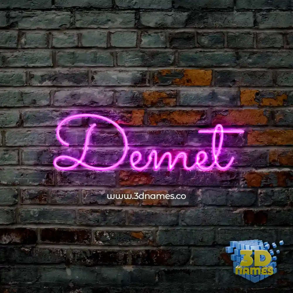 demet in Pink Neon style - 3D name wallpaper