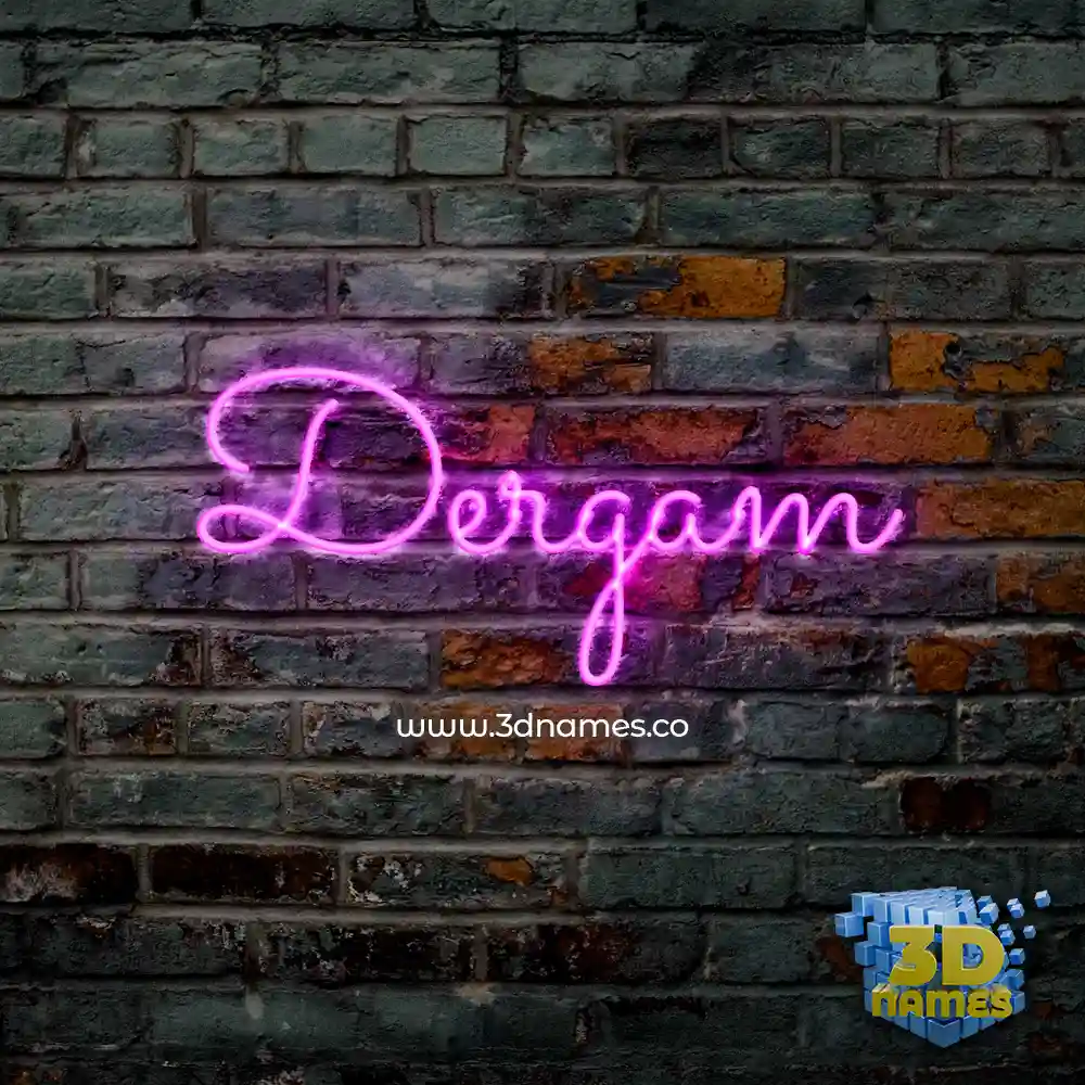 dergam in Pink Neon style - 3D name wallpaper