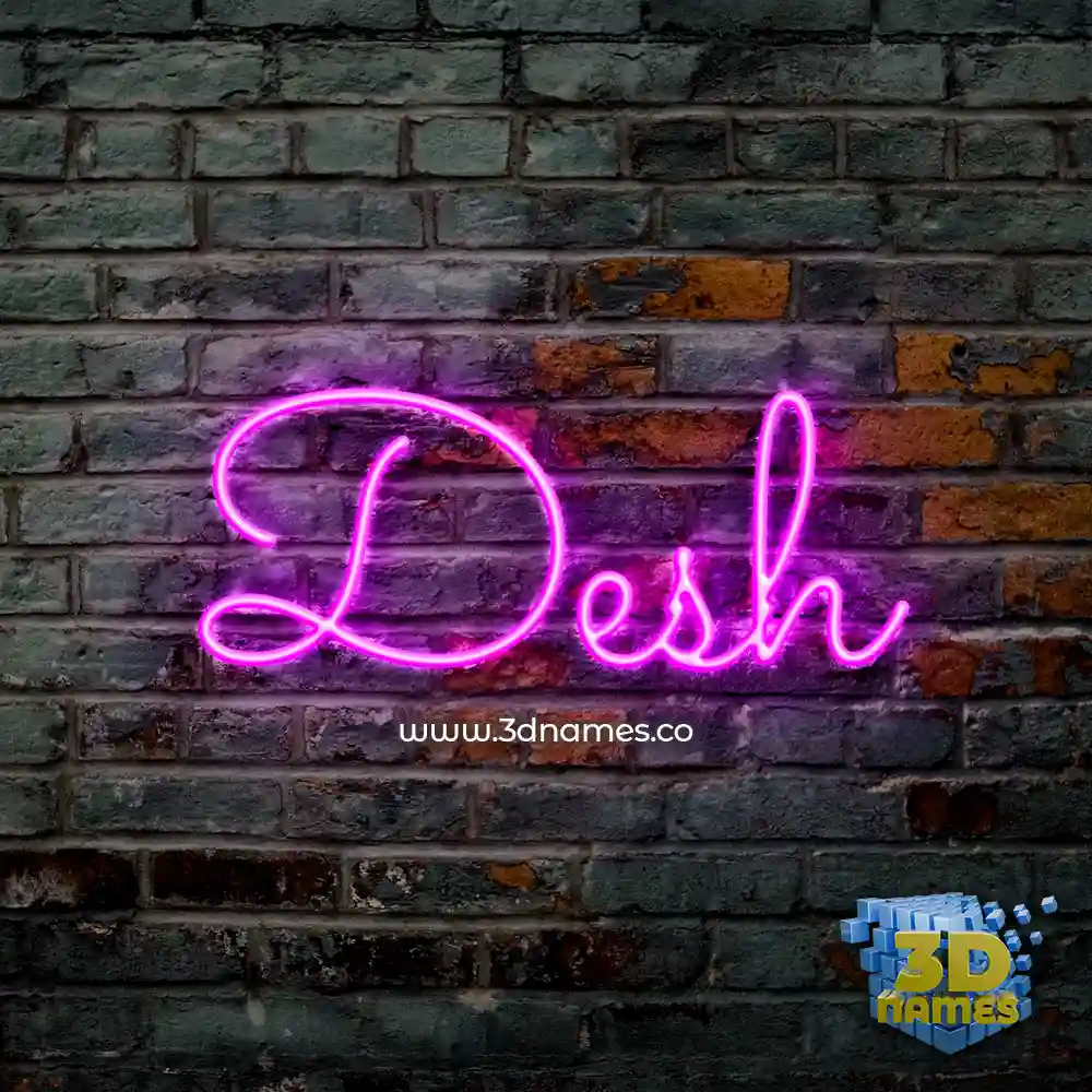 desh in Pink Neon style - 3D name wallpaper