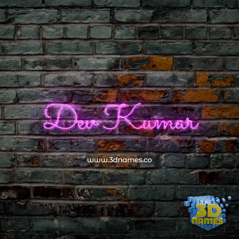 dev kumar in Pink Neon style - 3D name wallpaper