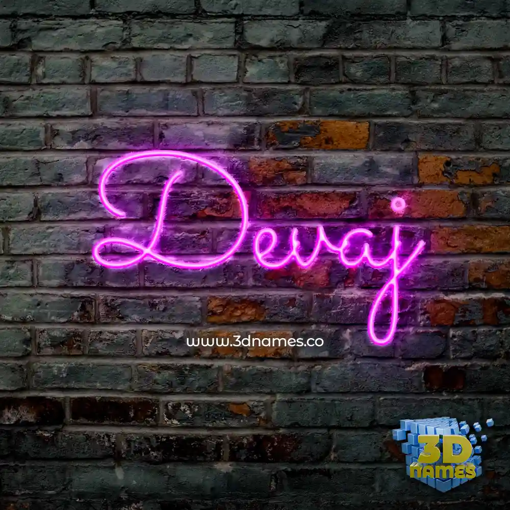 devaj in Pink Neon style - 3D name wallpaper