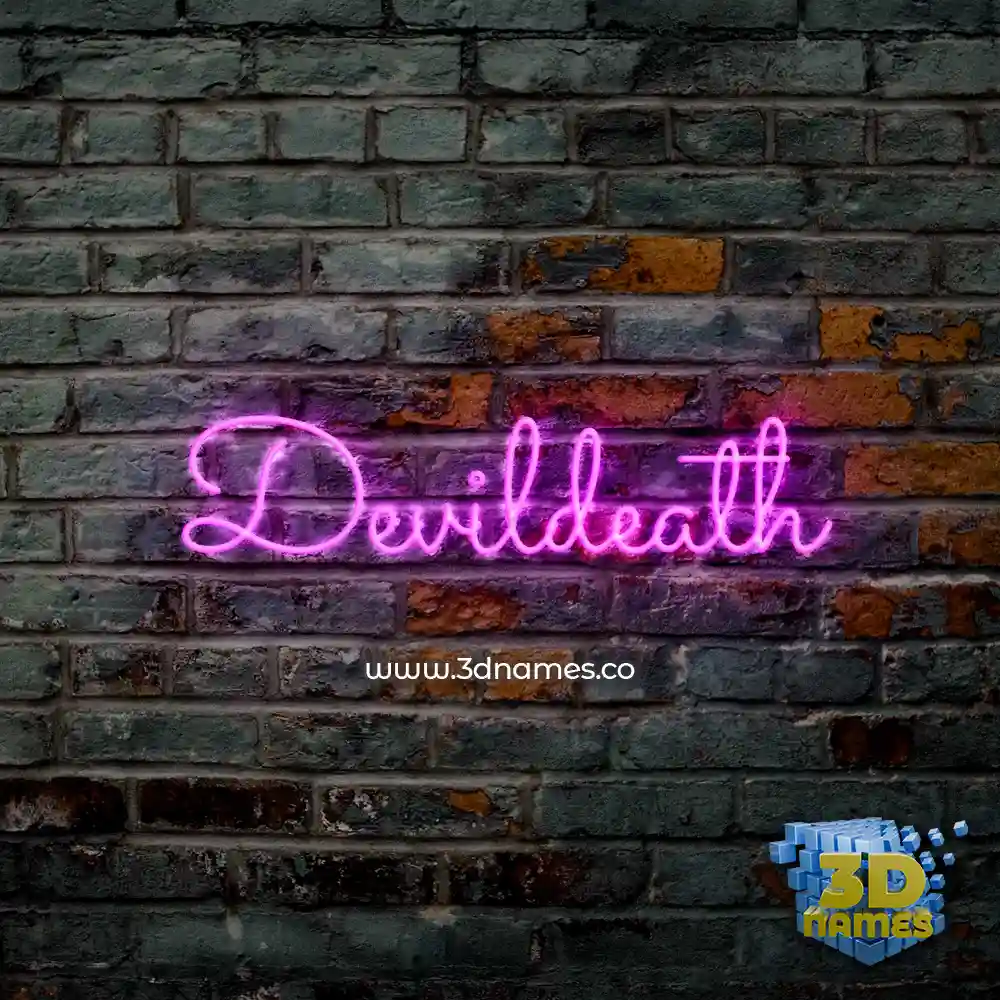 devildeath in Pink Neon style - 3D name wallpaper