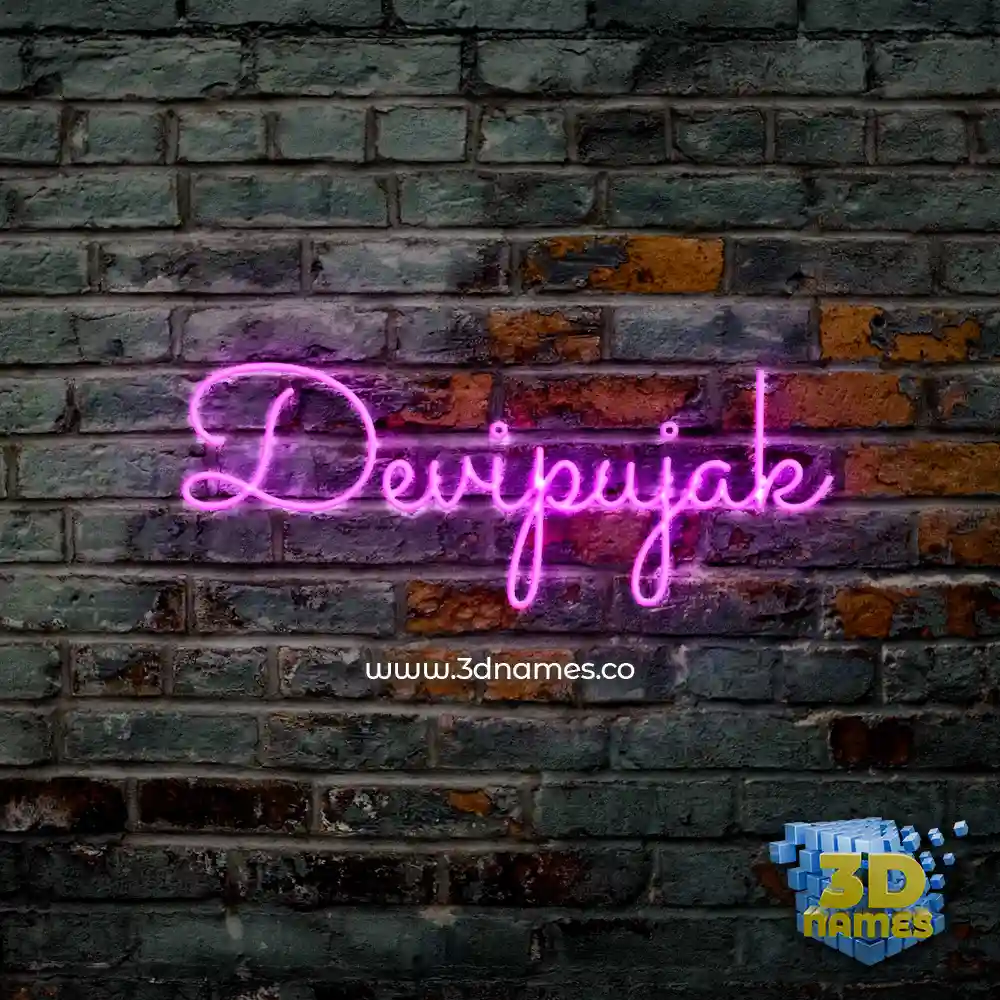 devipujak in Pink Neon style - 3D name wallpaper