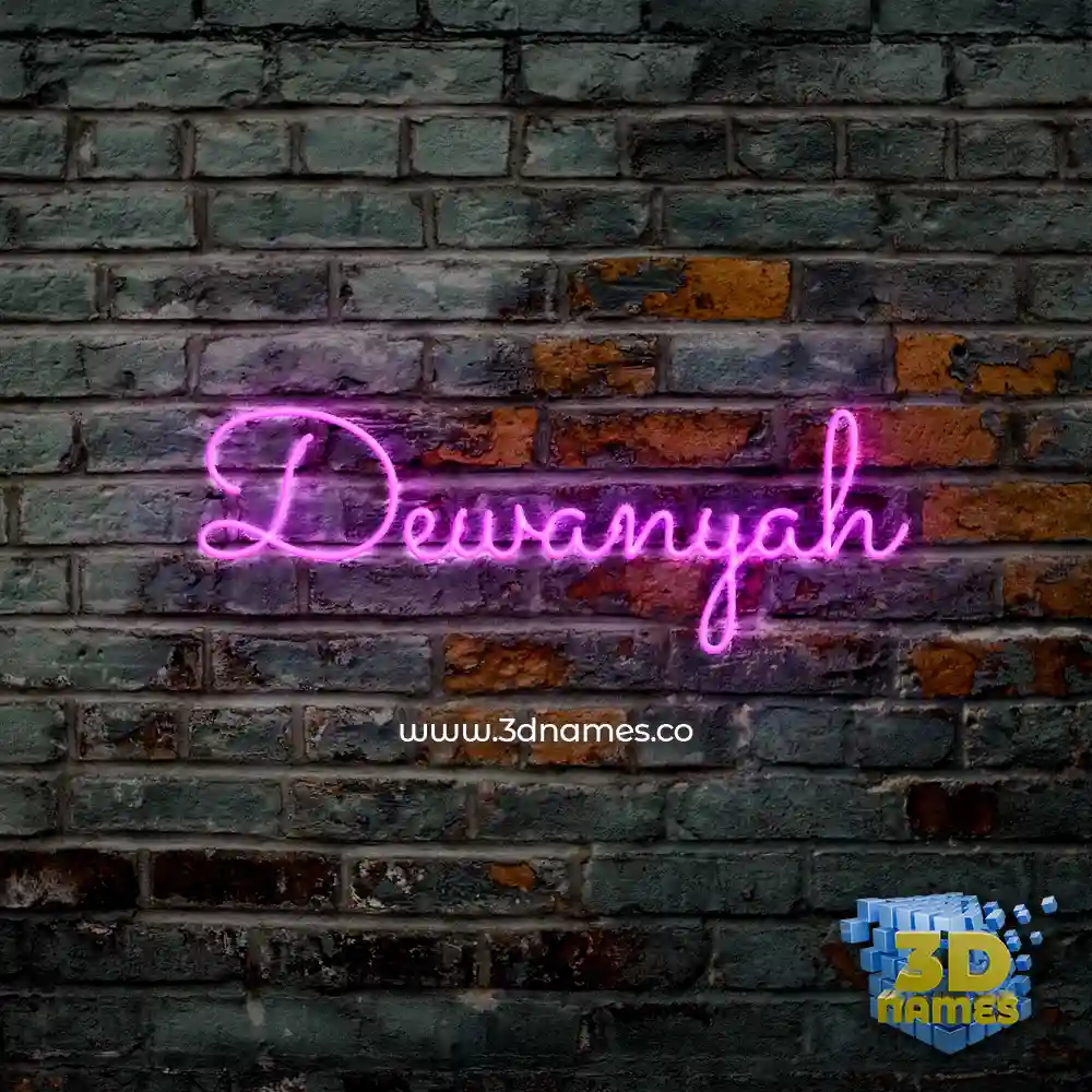 dewanyah in Pink Neon style - 3D name wallpaper