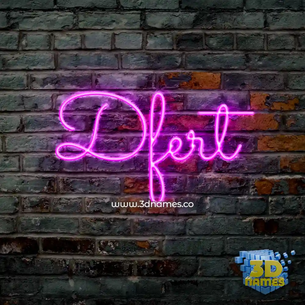 dfert in Pink Neon style - 3D name wallpaper