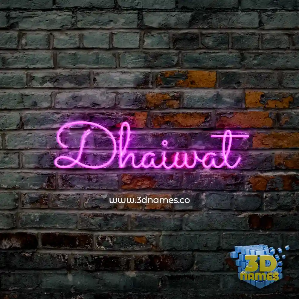 dhaiwat in Pink Neon style - 3D name wallpaper
