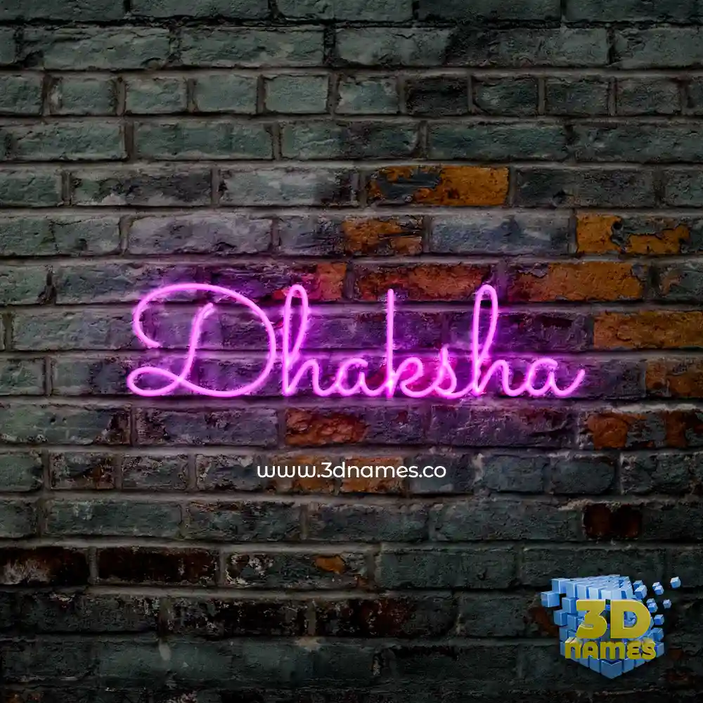 dhaksha in Pink Neon style - 3D name wallpaper