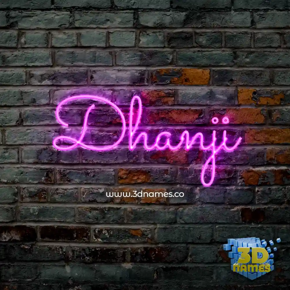 dhanji in Pink Neon style - 3D name wallpaper