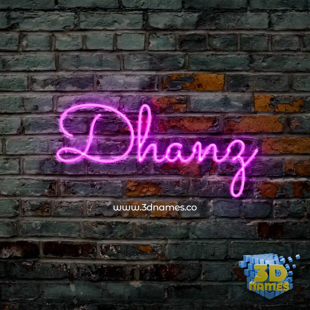 dhanz in Pink Neon style - 3D name wallpaper