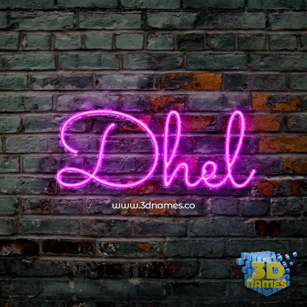 dhel in Pink Neon style - 3D name wallpaper