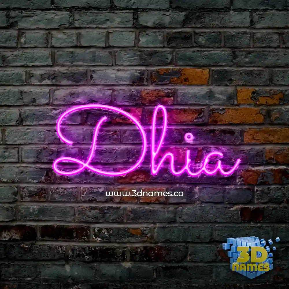 dhia in Pink Neon style - 3D name wallpaper
