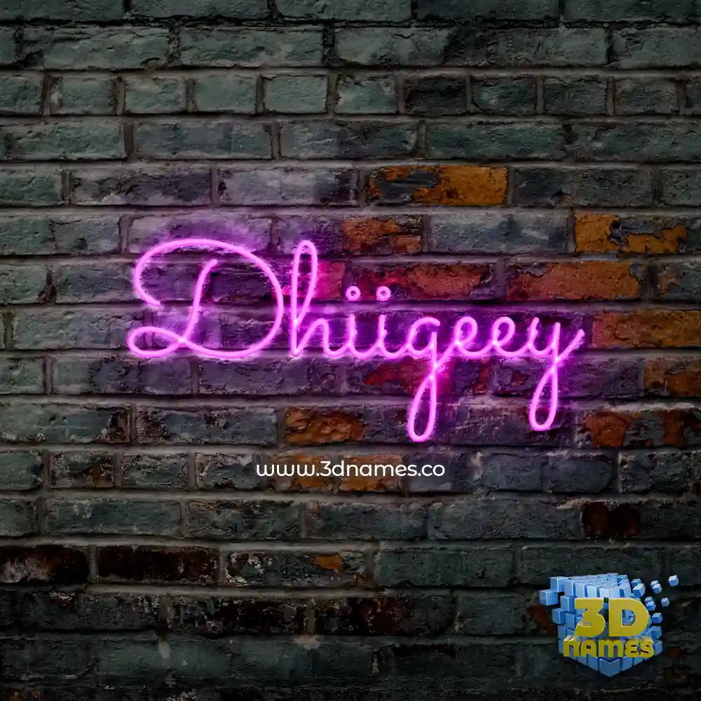 dhiigeey in Pink Neon style - 3D name wallpaper