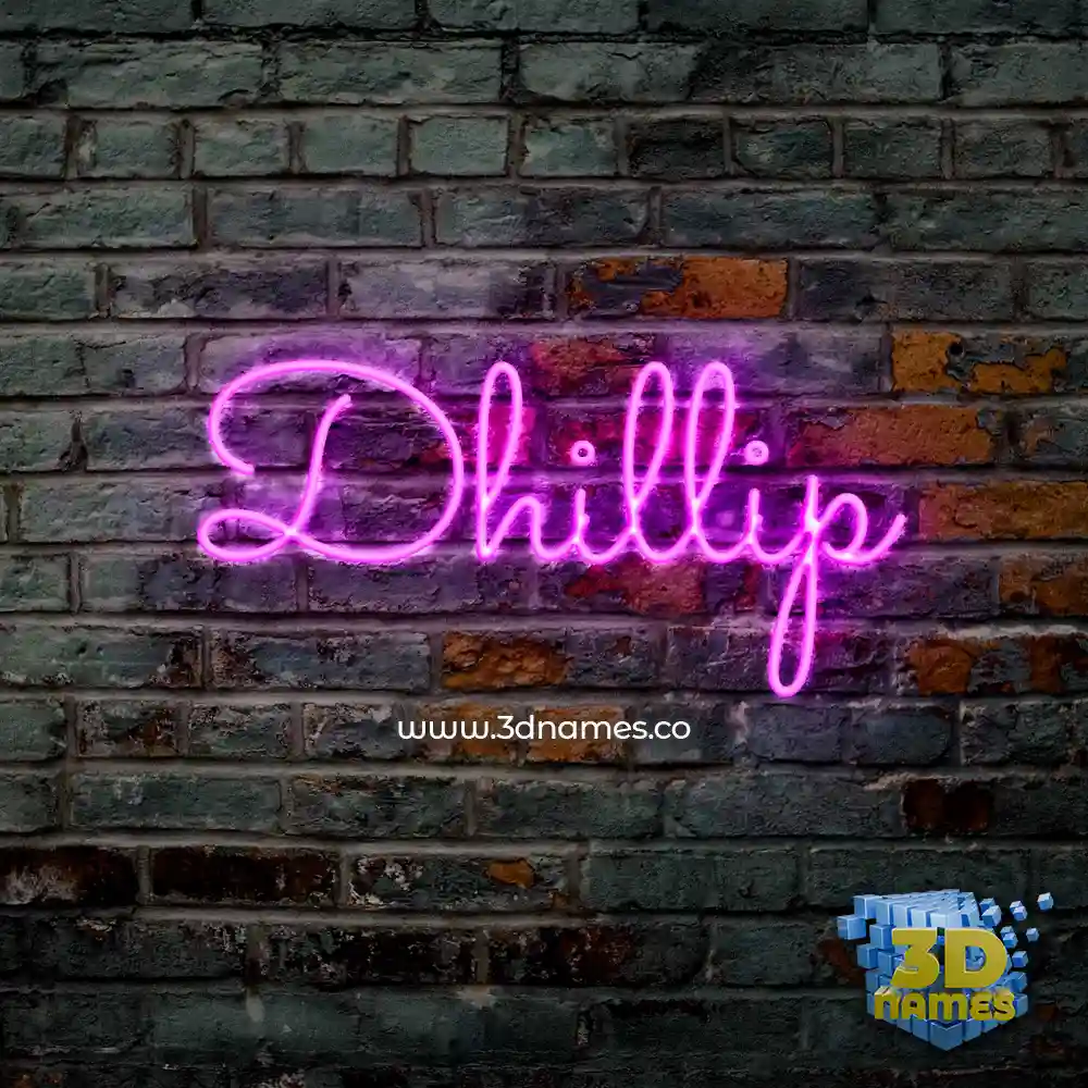 dhillip in Pink Neon style - 3D name wallpaper