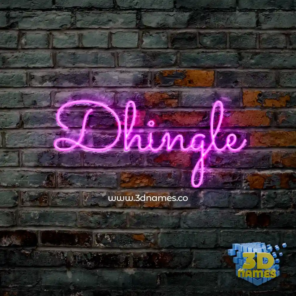dhingle in Pink Neon style - 3D name wallpaper
