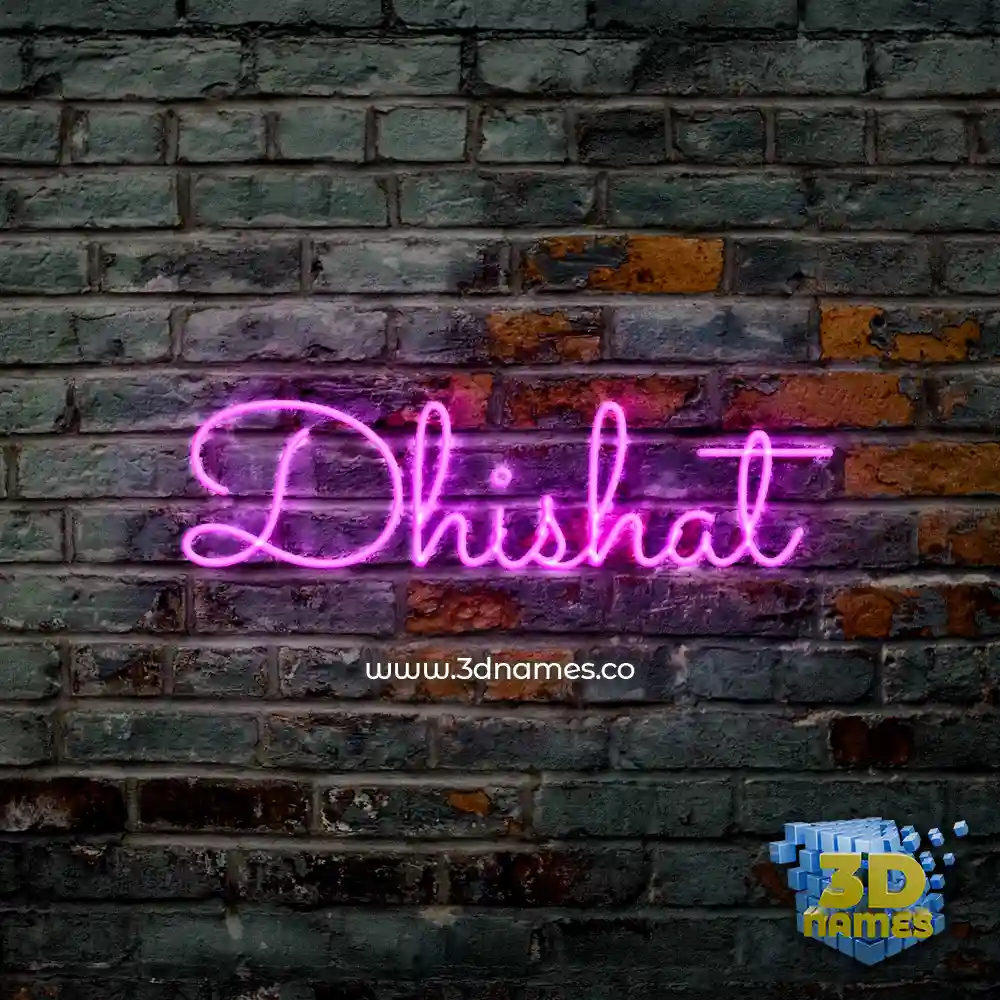 dhishat in Pink Neon style - 3D name wallpaper