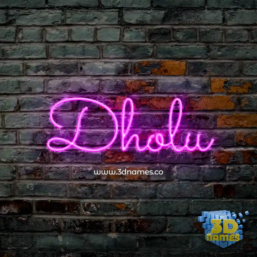 dholu in Pink Neon style - 3D name wallpaper