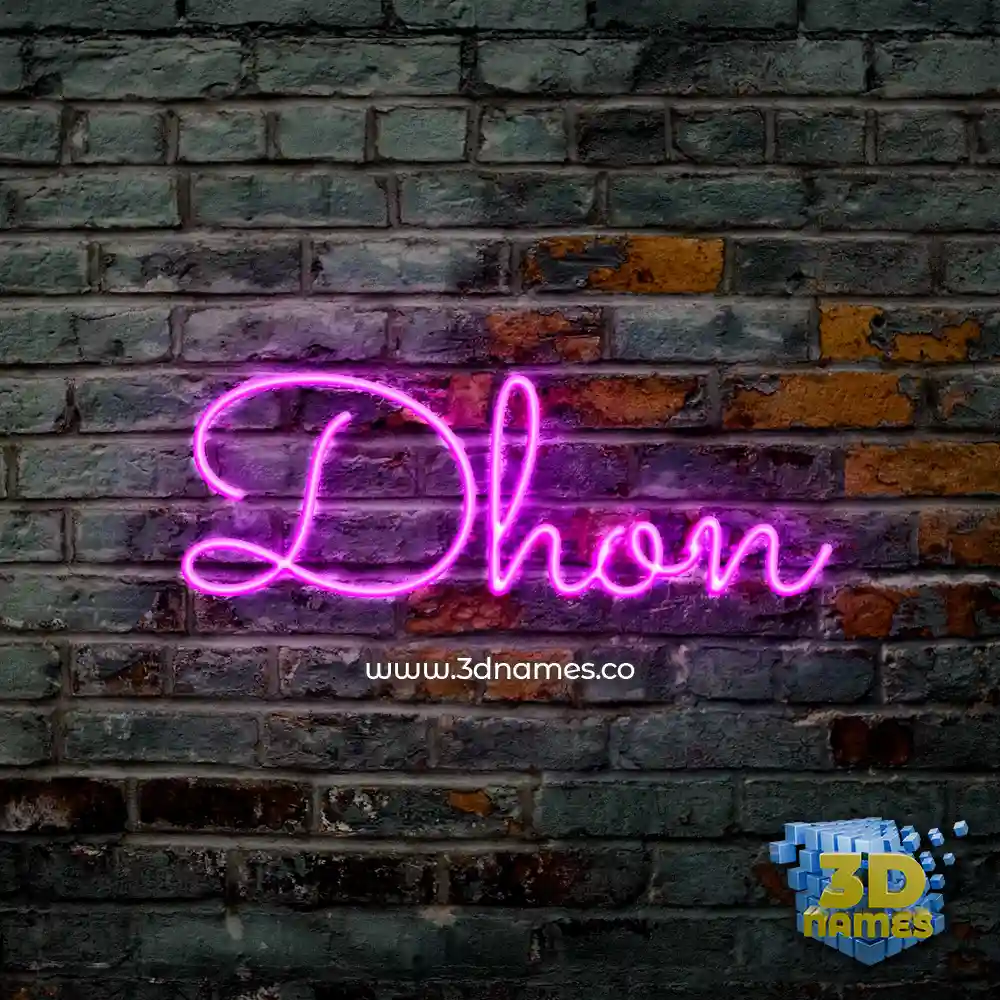 dhon in Pink Neon style - 3D name wallpaper