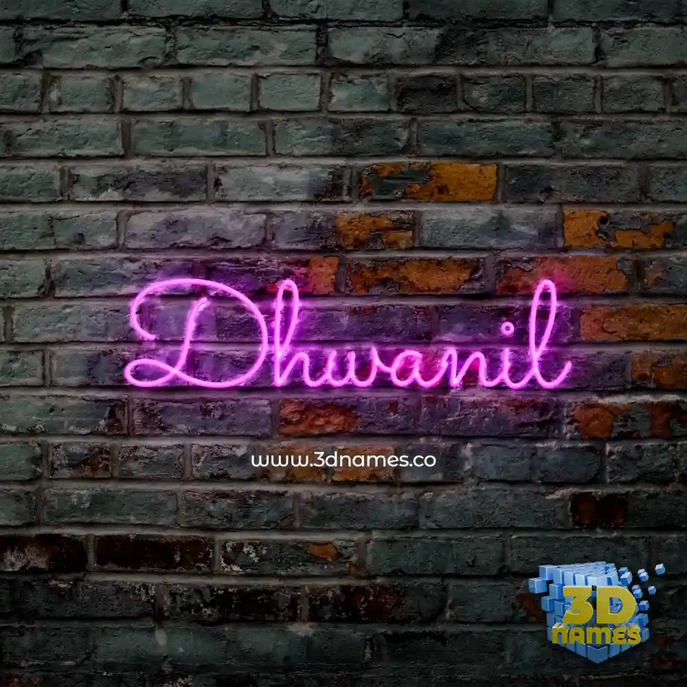 dhwanil in Pink Neon style - 3D name wallpaper