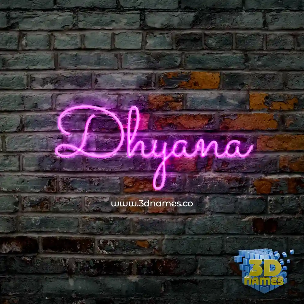 dhyana in Pink Neon style - 3D name wallpaper