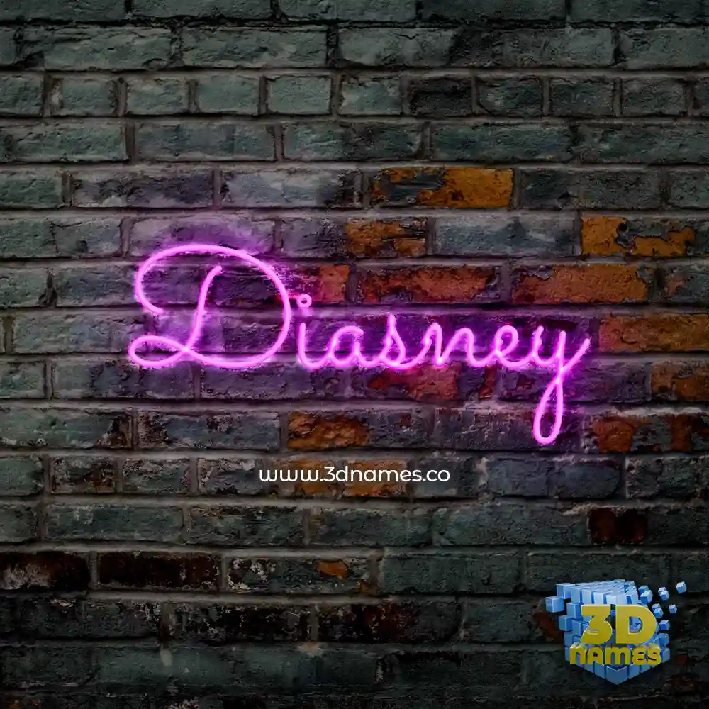diasney in Pink Neon style - 3D name wallpaper