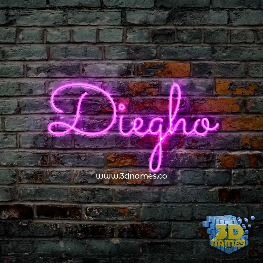 diegho in Pink Neon style - 3D name wallpaper