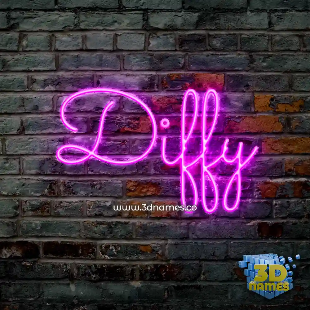 diffy in Pink Neon style - 3D name wallpaper