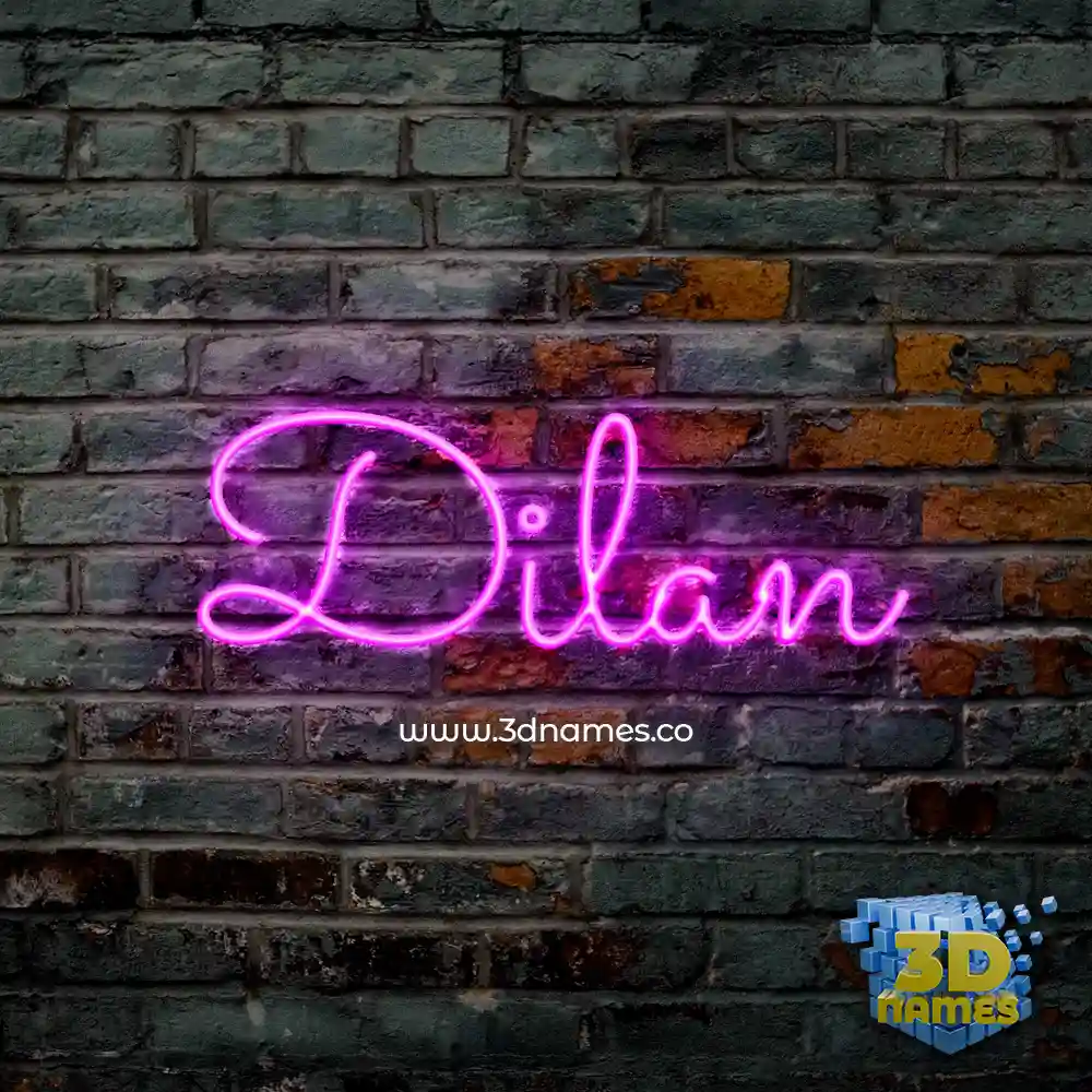 dilan in Pink Neon style - 3D name wallpaper