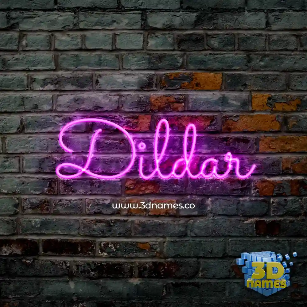 dildar in Pink Neon style - 3D name wallpaper