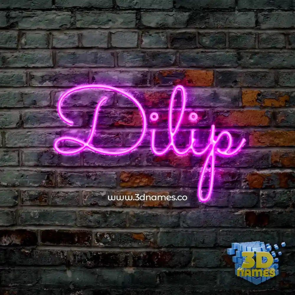 dilip in Pink Neon style - 3D name wallpaper