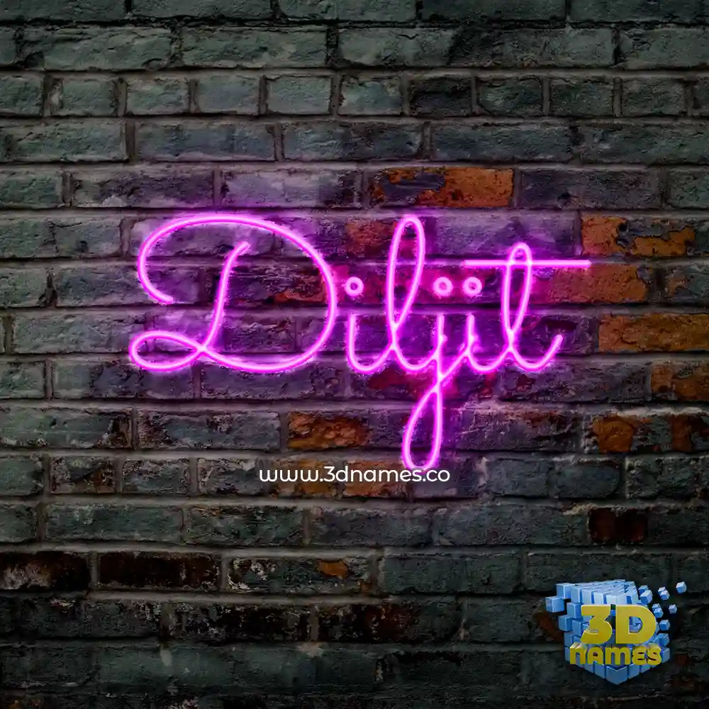 diljit in Pink Neon style - 3D name wallpaper