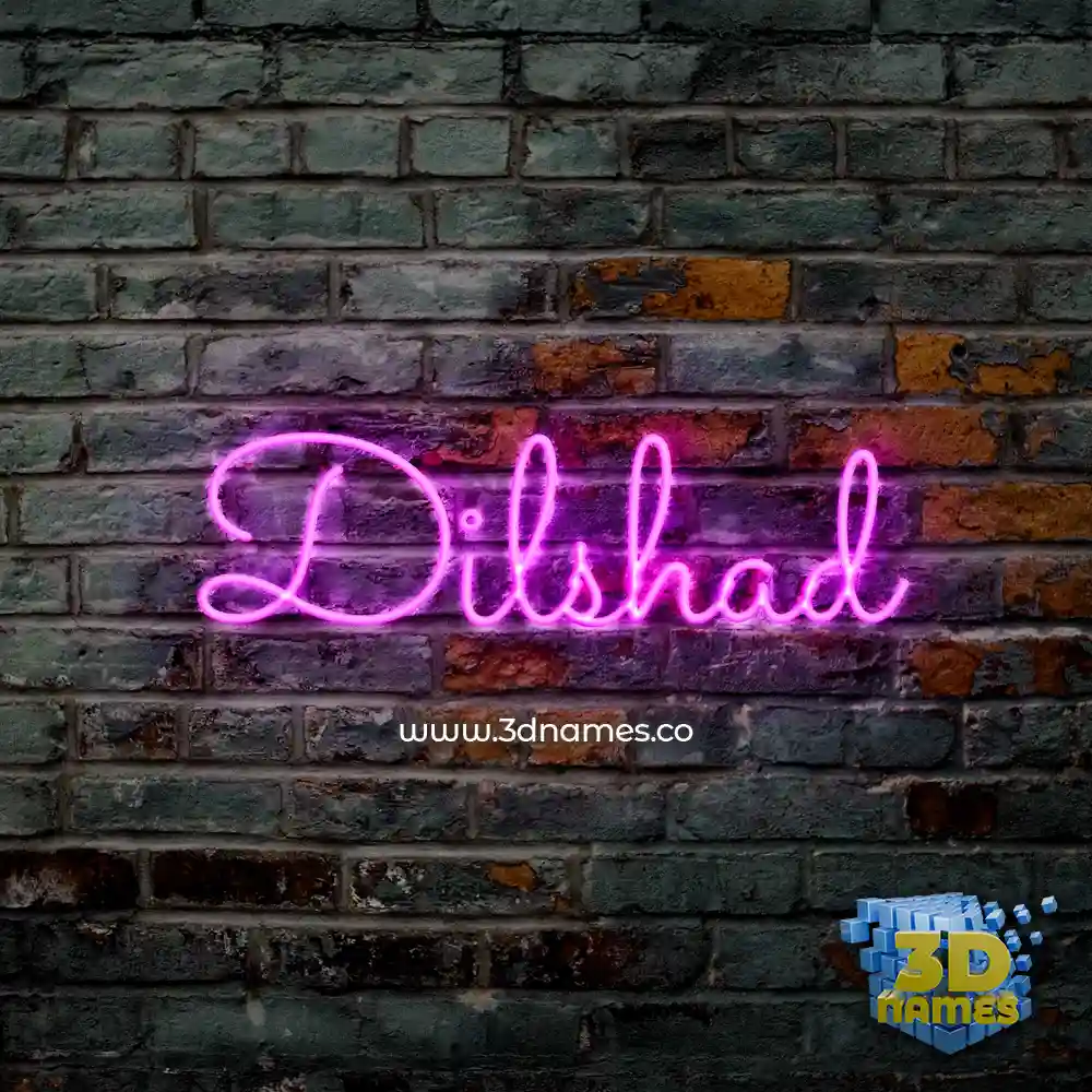 dilshad in Pink Neon style - 3D name wallpaper