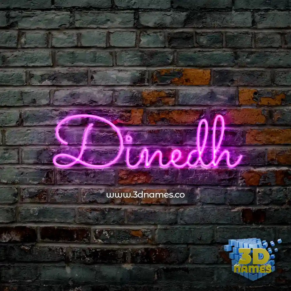 dinedh in Pink Neon style - 3D name wallpaper