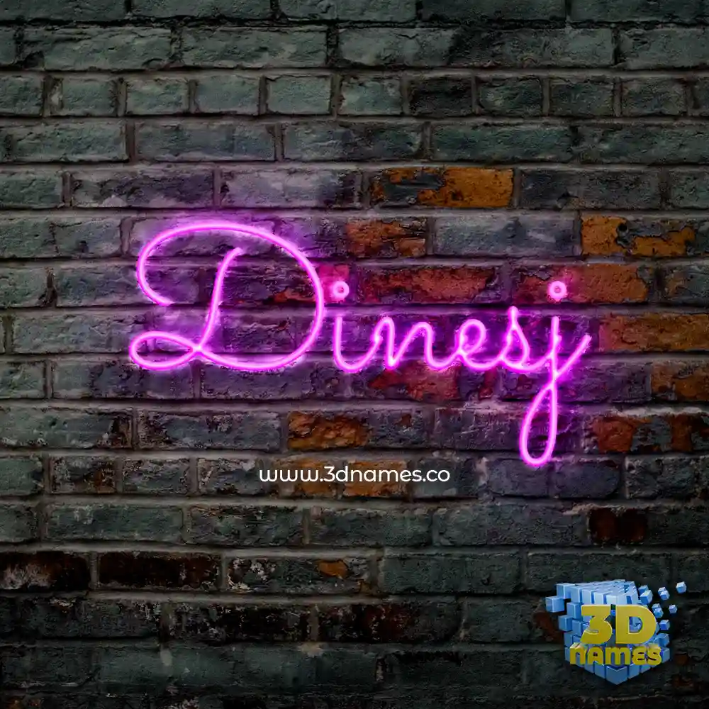 dinesj in Pink Neon style - 3D name wallpaper
