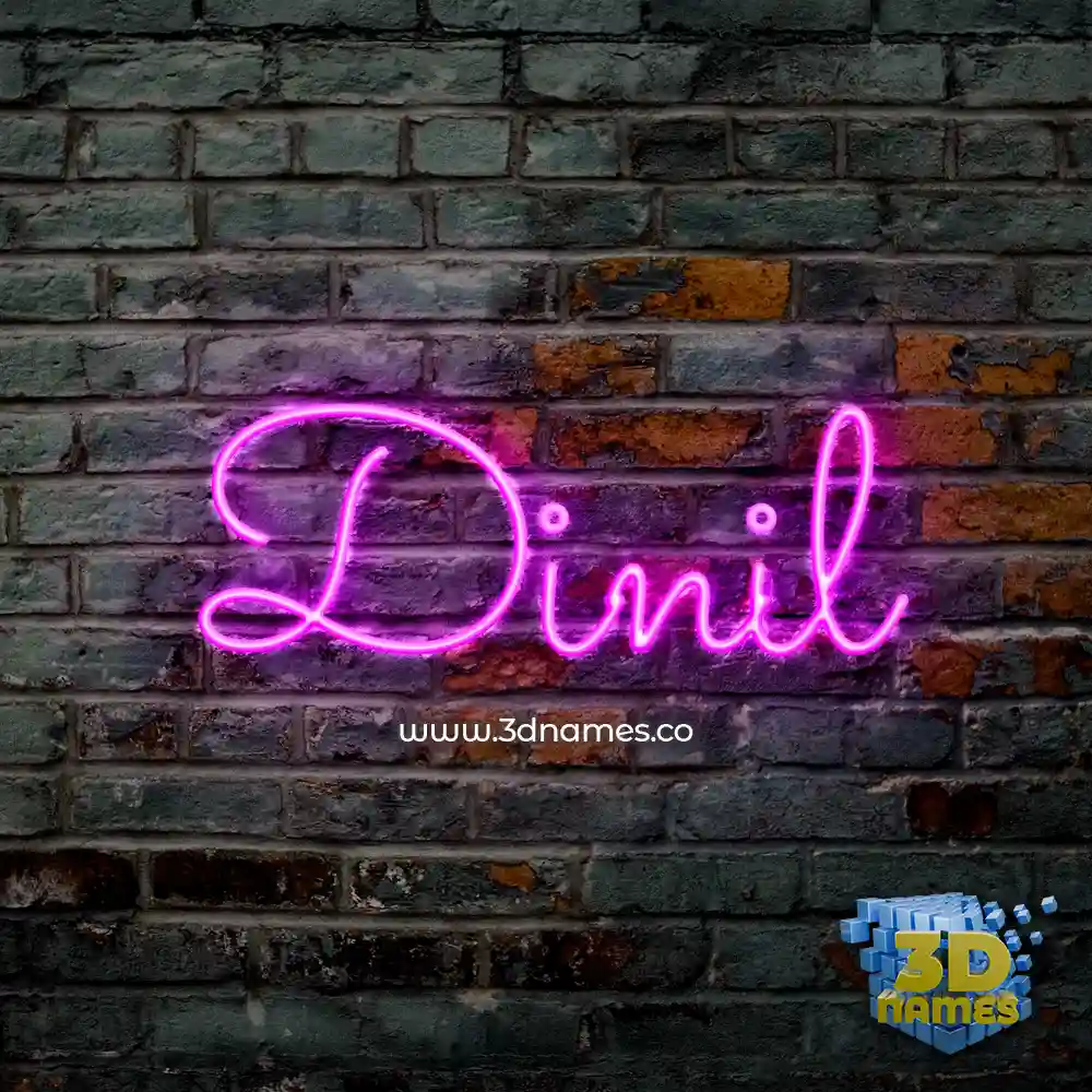 dinil in Pink Neon style - 3D name wallpaper