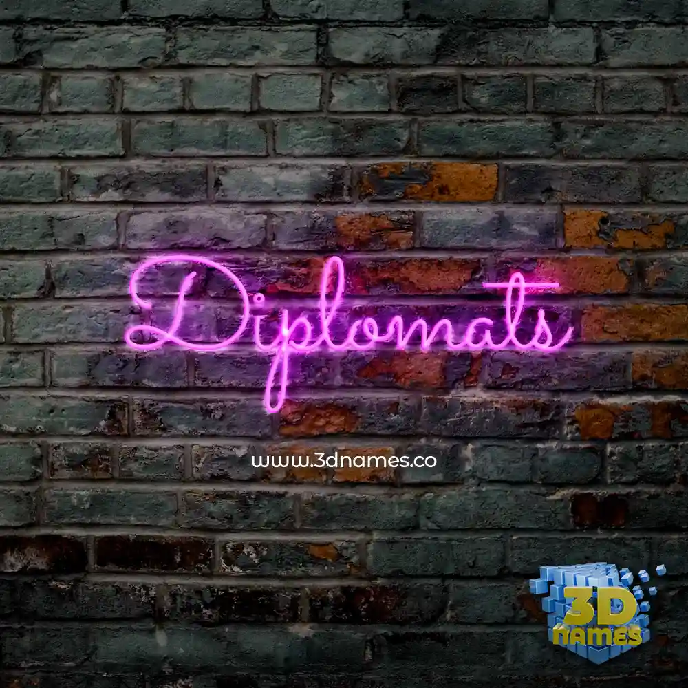 diplomats in Pink Neon style - 3D name wallpaper