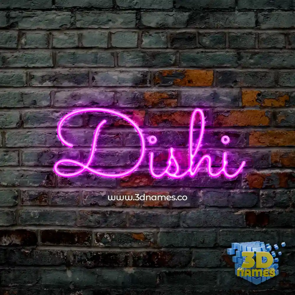 dishi in Pink Neon style - 3D name wallpaper