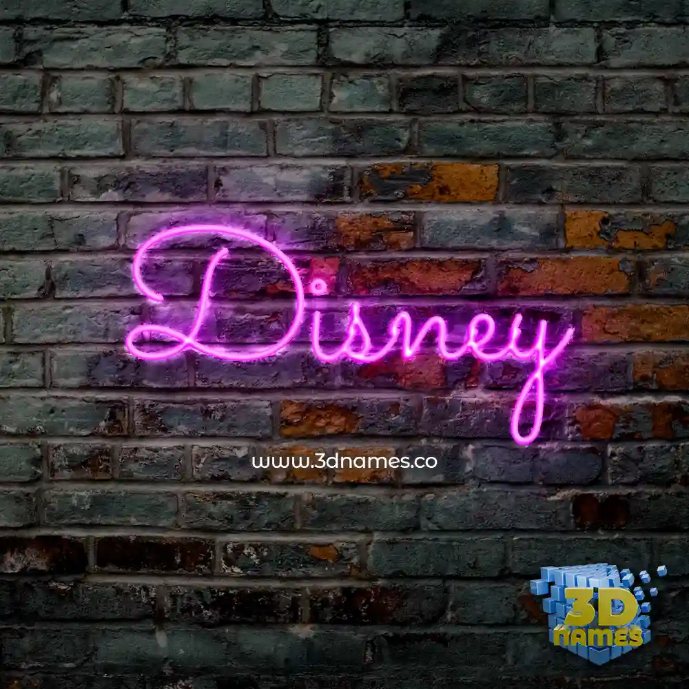disney in Pink Neon style - 3D name wallpaper