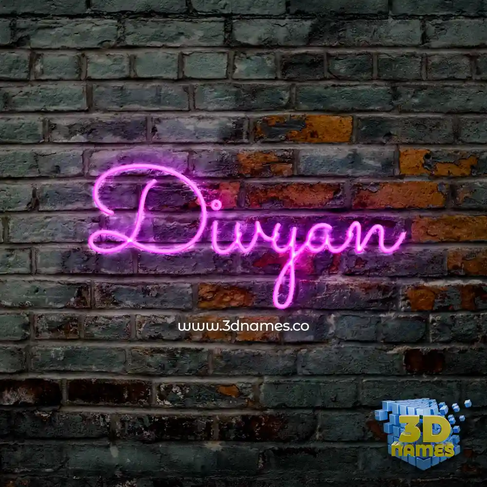 divyan in Pink Neon style - 3D name wallpaper