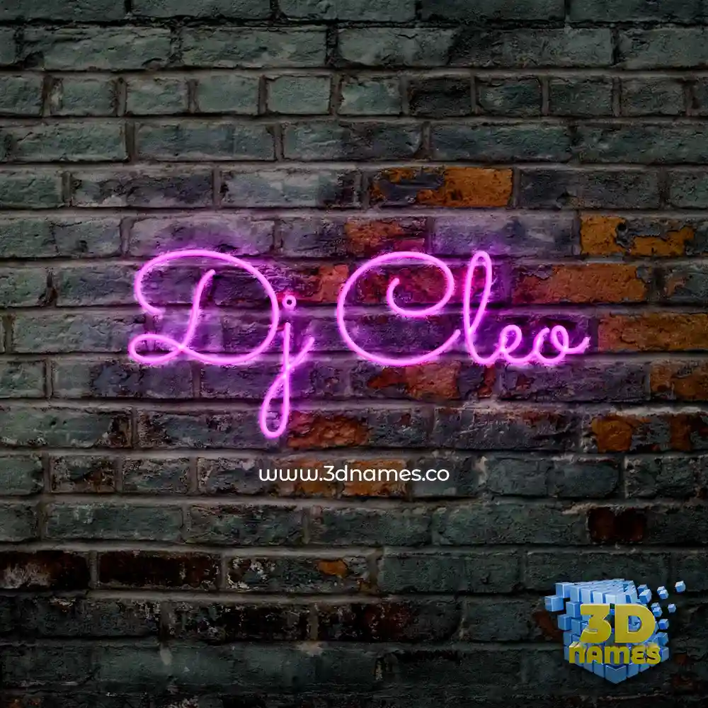 dj cleo in Pink Neon style - 3D name wallpaper