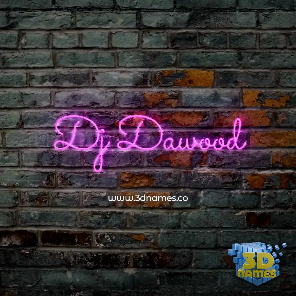 dj dawood in Pink Neon style - 3D name wallpaper