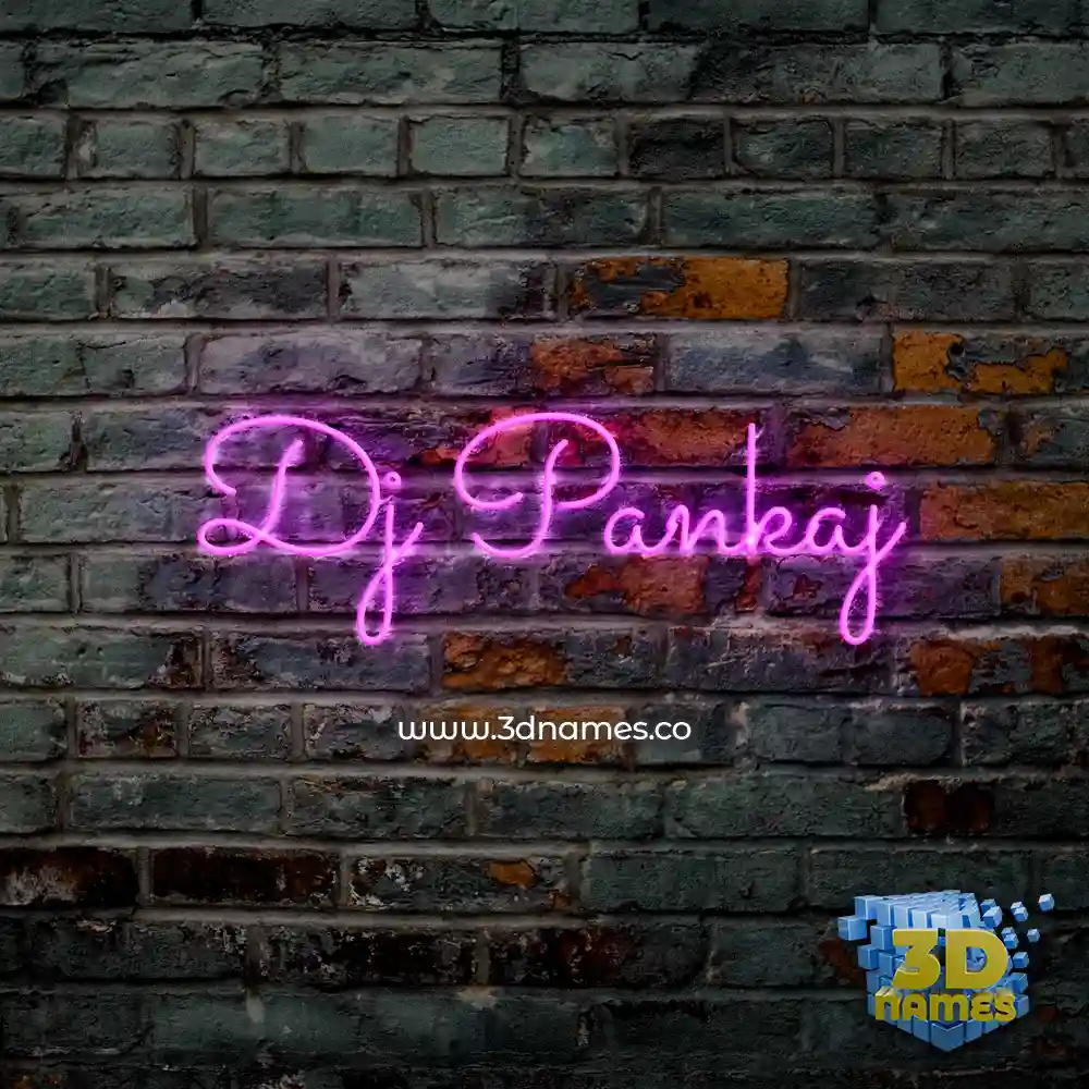 dj pankaj in Pink Neon style - 3D name wallpaper