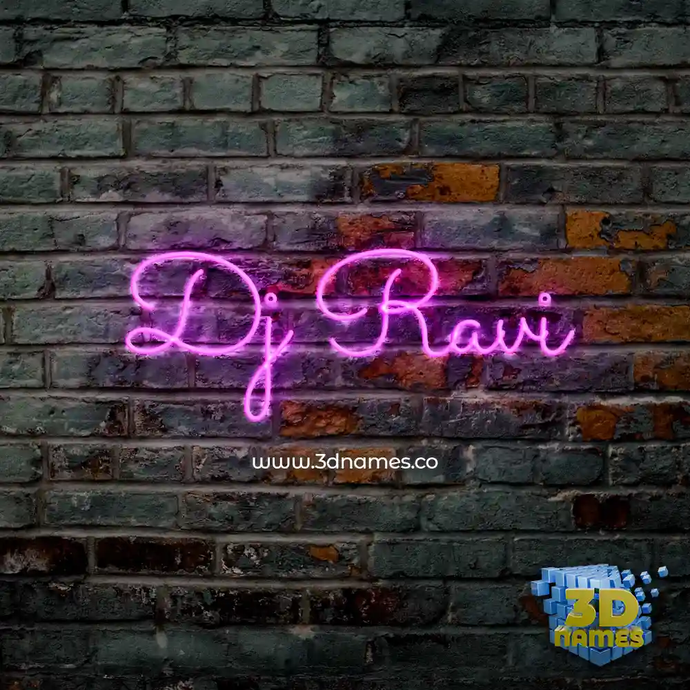 dj ravi in Pink Neon style - 3D name wallpaper