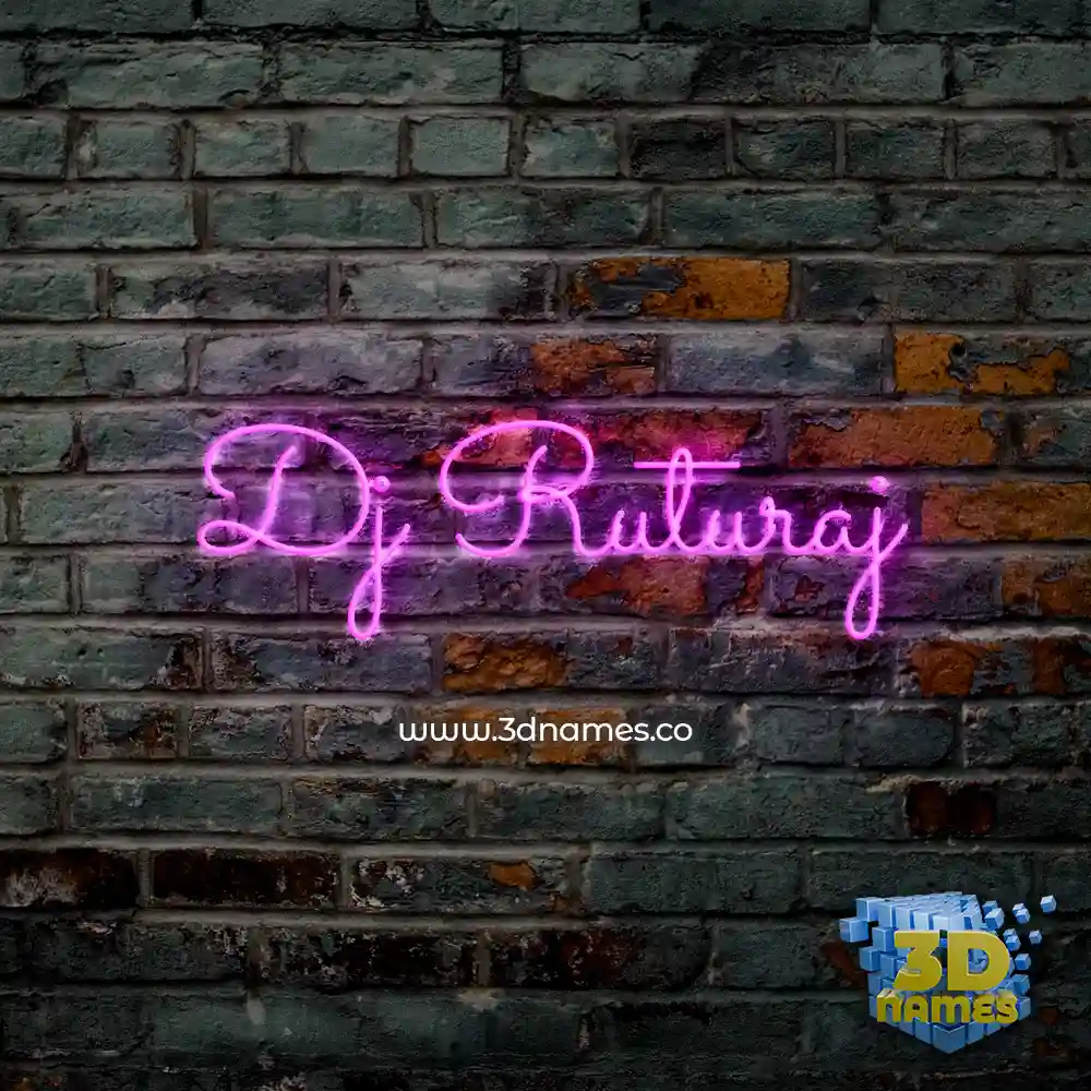 dj ruturaj in Pink Neon style - 3D name wallpaper