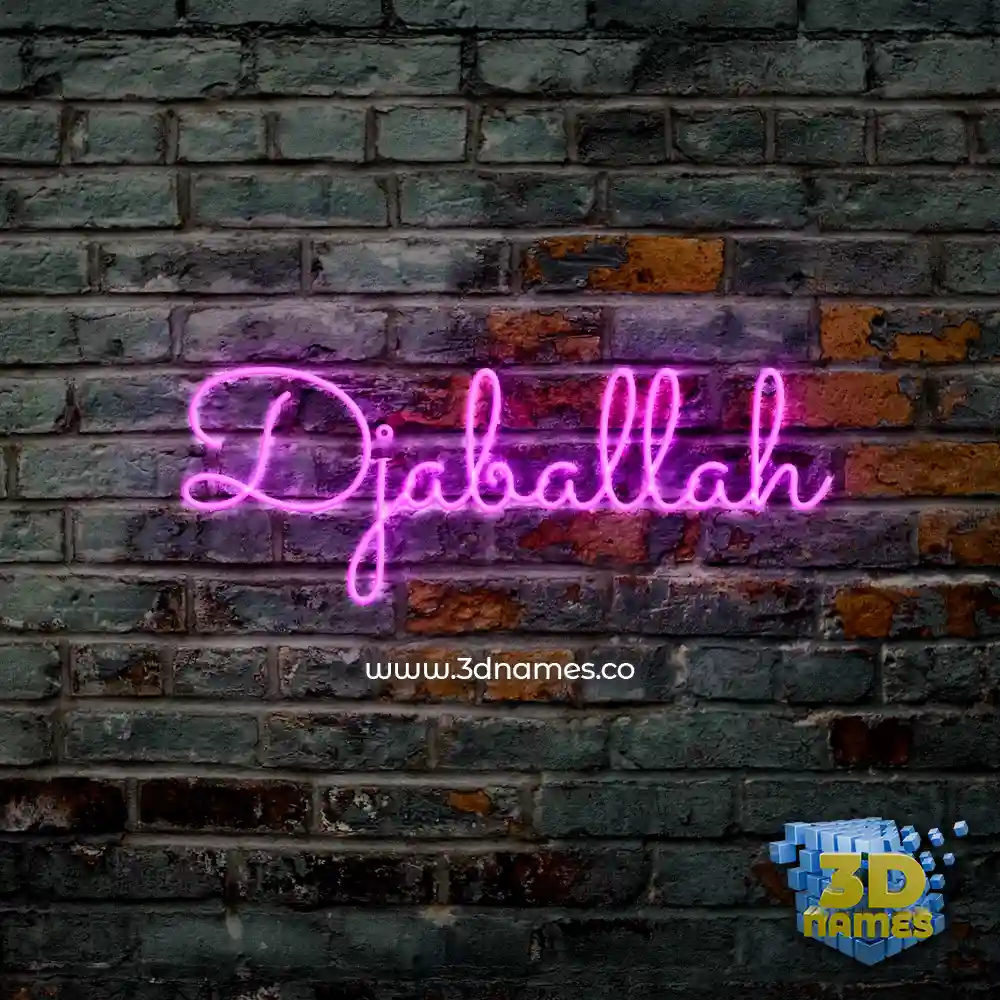 djaballah in Pink Neon style - 3D name wallpaper