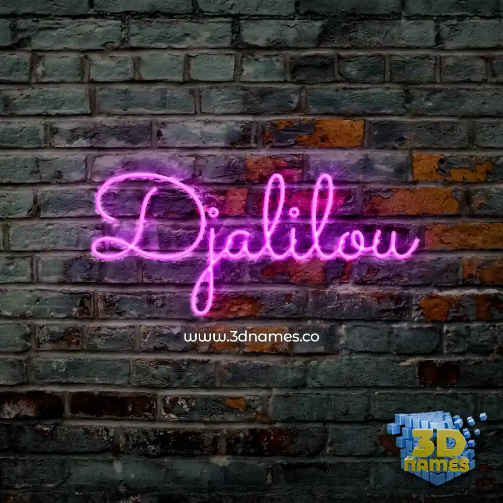 djalilou in Pink Neon style - 3D name wallpaper